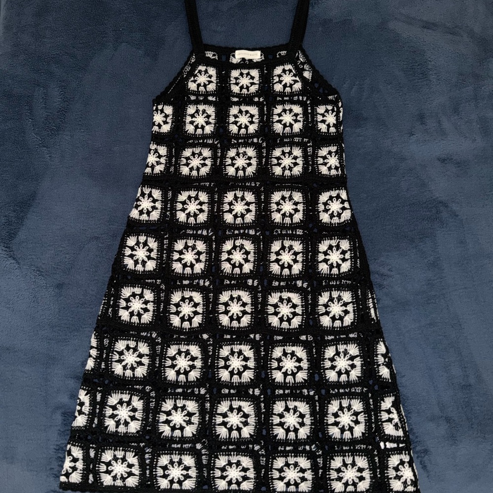 Elegant Black and White Crochet Dress